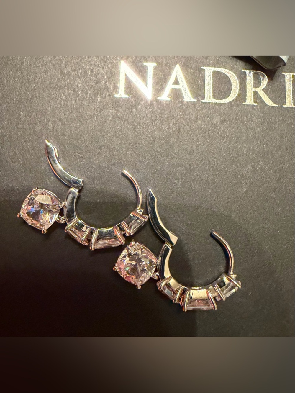 Nadri Silver Cubic Zirconia Drop Earrings NWT - Picture 5 of 5